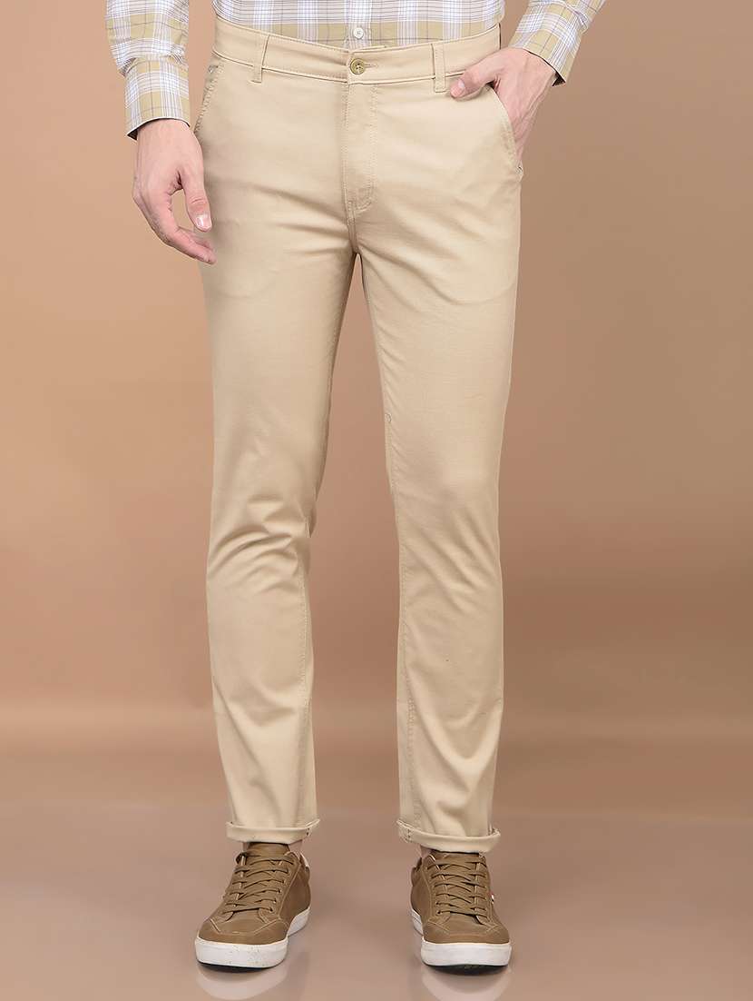 beige cotton blend chinos casual trousers