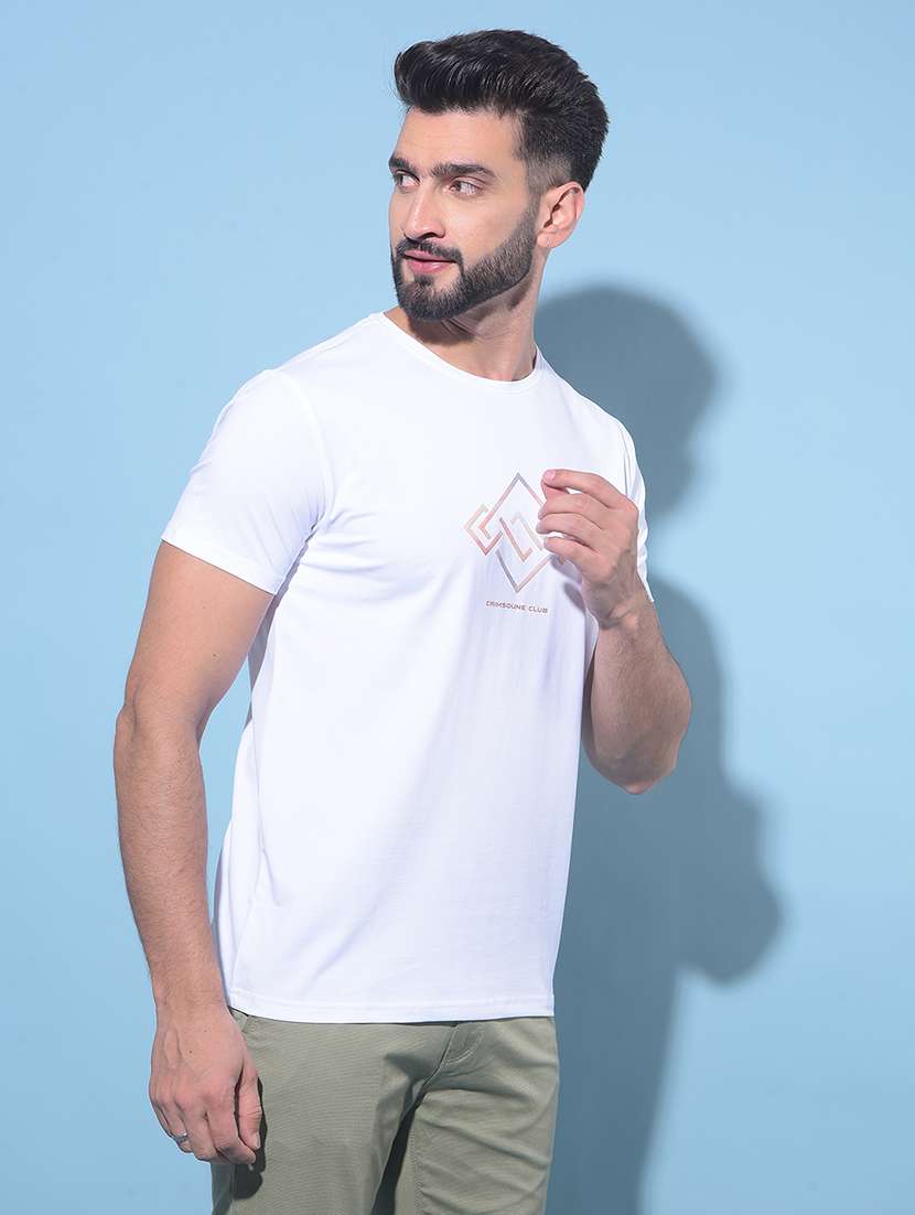grey cotton chest print tshirt - 21021155 -  Standard Image - 1
