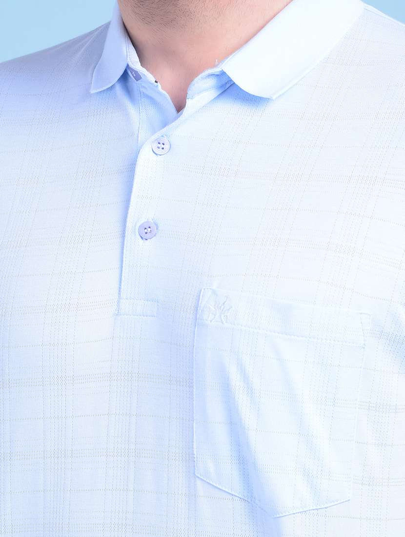 blue cotton blend plain tshirt - 21021172 -  Standard Image - 4