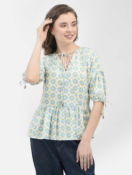 women white printed regular top - 21021302 - Standard Image - 0