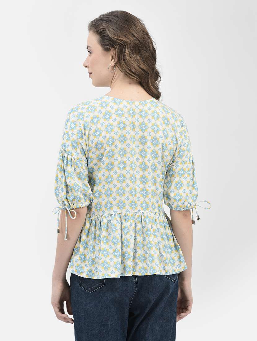 women white printed regular top - 21021302 - Standard Image - 4