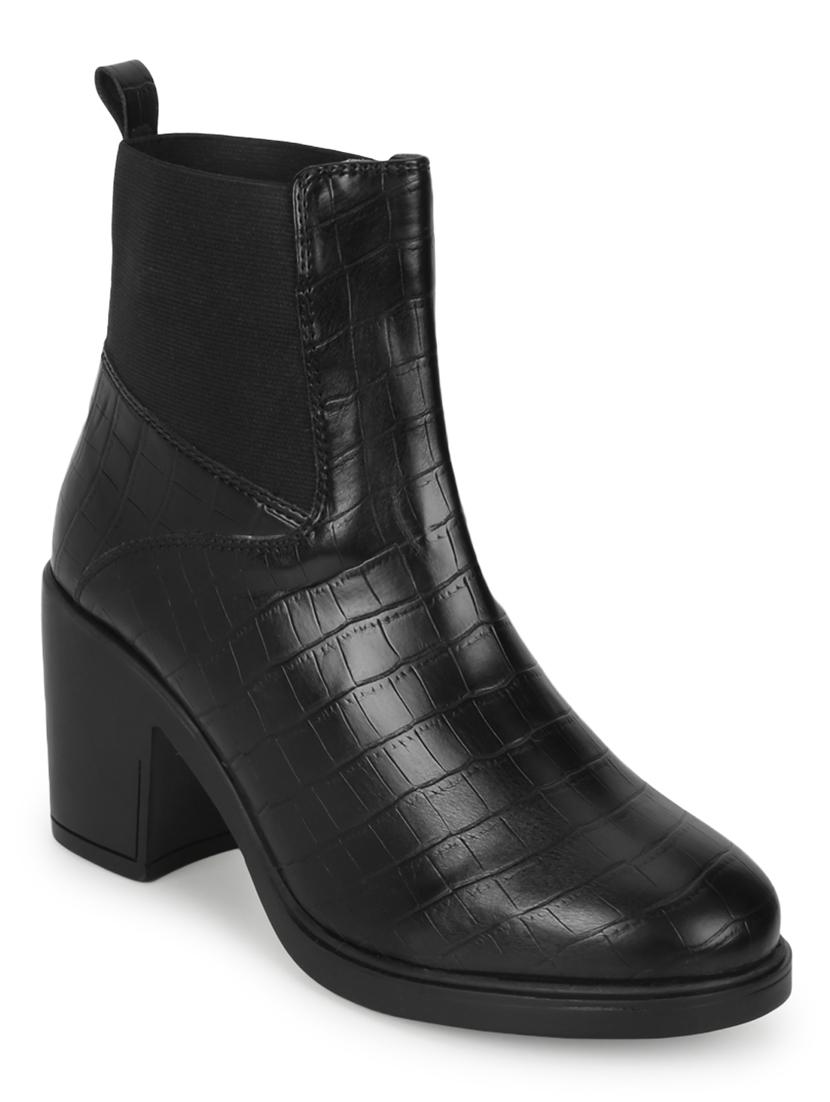 women black solid ankle boots - 21021304 - Standard Image - 1