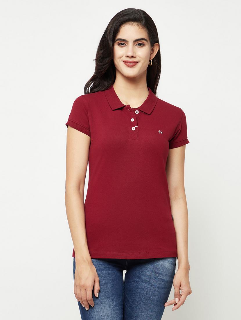 maroon cotton regular tshirt - 21021308 - Zoom Image - 0
