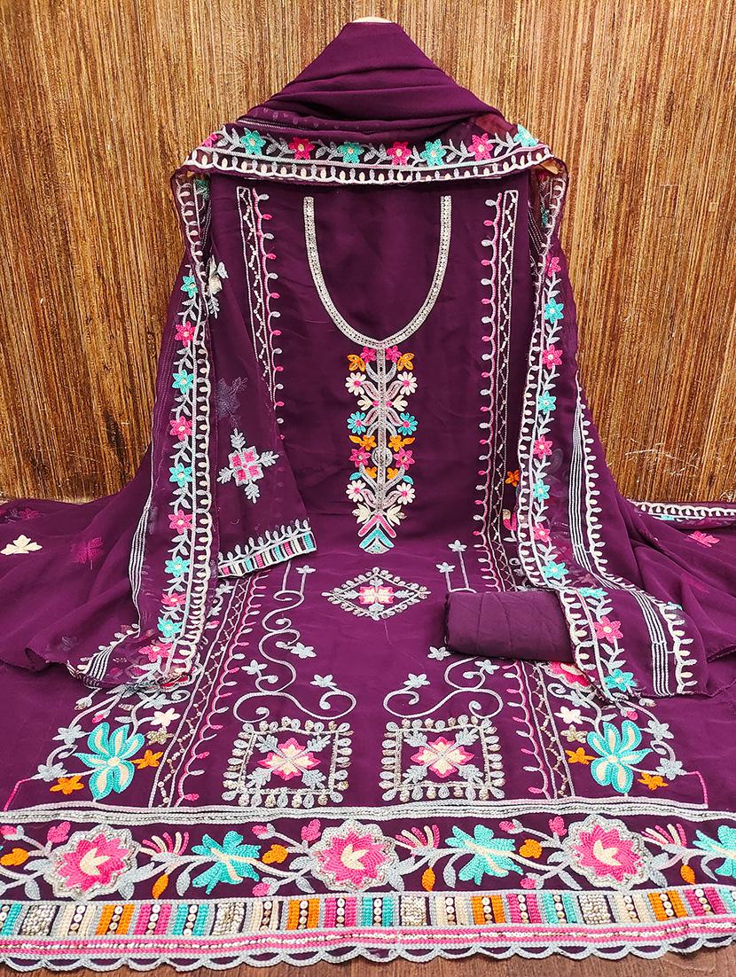 embroidered unstitched suit set - 21021862 - Standard Image - 1