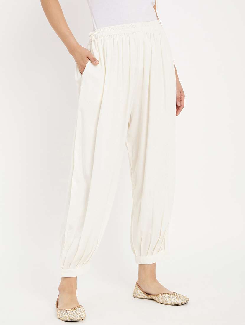 off white rayon regular salwars - 21021918 -  Standard Image - 1