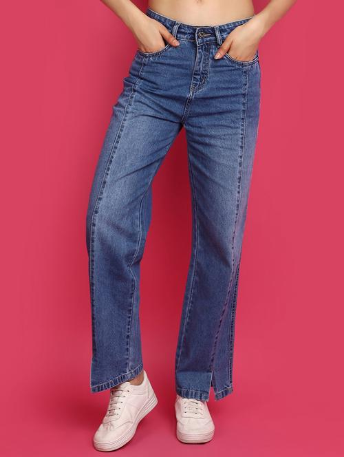 women solid mid rise straight jean - 21022460 - Standard Image - 0