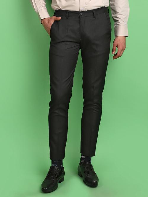 men solid slim fit formal trouser - 21022540 - Standard Image - 0