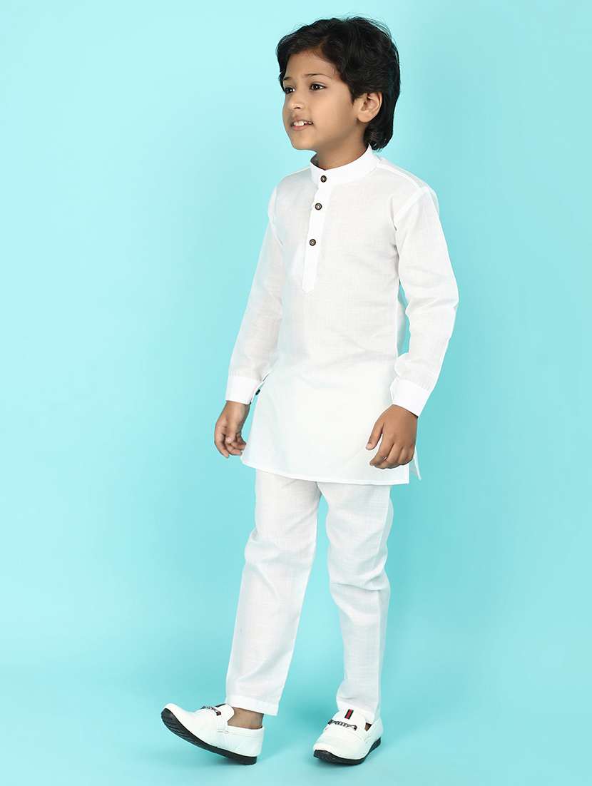 boys solid kurta pyjama set - 21022541 -  Standard Image - 1