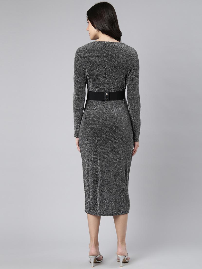 women's overlap neck asymmetric dress - 21023279 - Standard Image - 4