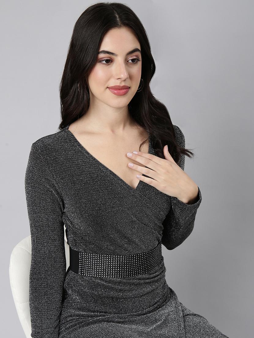 women's overlap neck asymmetric dress - 21023279 - Standard Image - 6