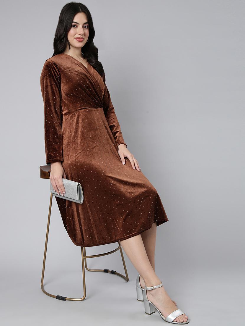 women v neck a-line dress - 21023294 - Standard Image - 1