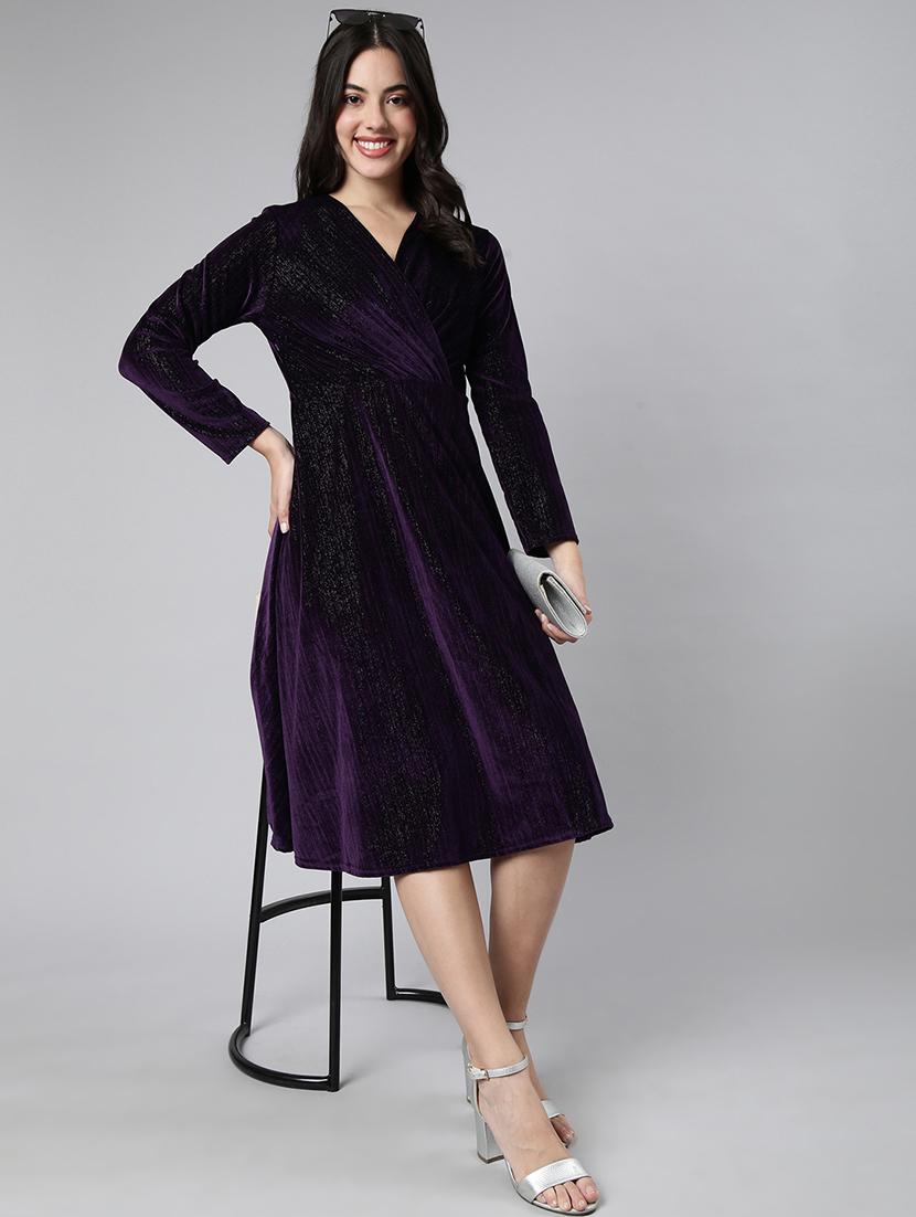 women v neck fit & flare dress - 21023297 - Standard Image - 1