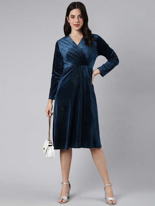women v neck fit & flare dress - 21023298 -  Standard Image - 0