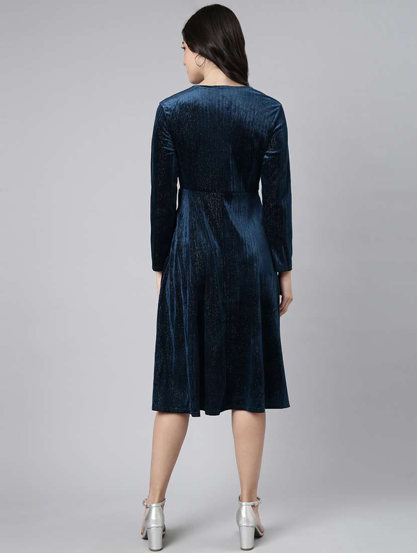 women v neck fit & flare dress - 21023298 - Standard Image - 4