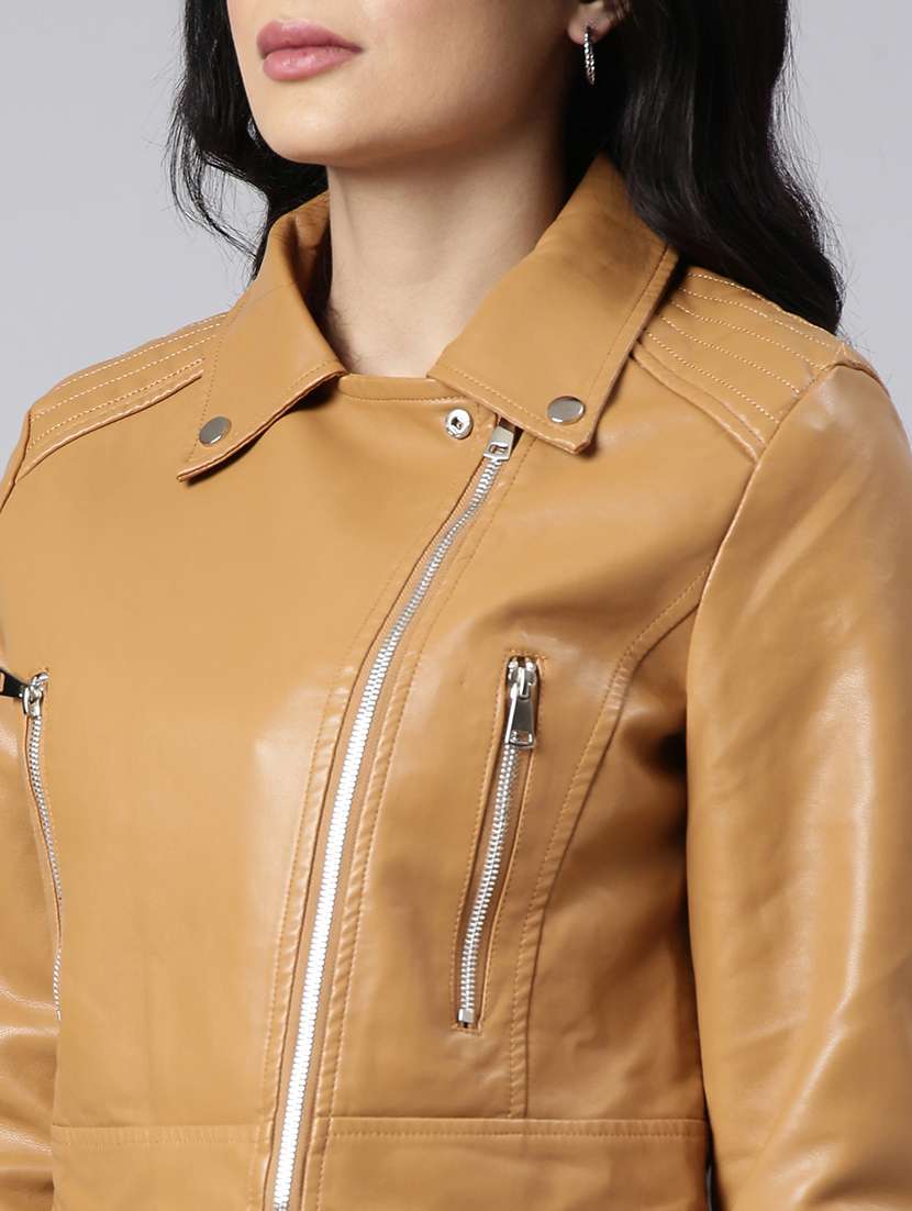 women long sleeved solid biker jacket - 21023309 -  Standard Image - 6