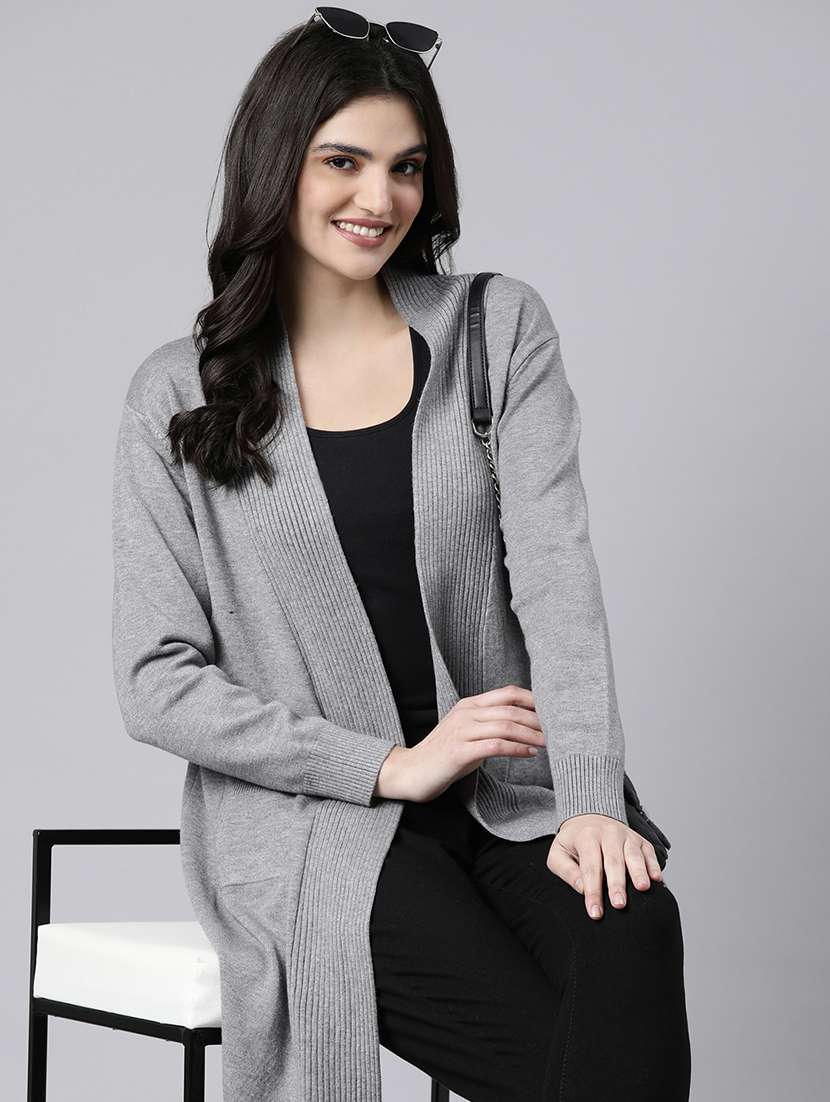 women long sleeved solid regular shrug - 21023314 -  Standard Image - 1