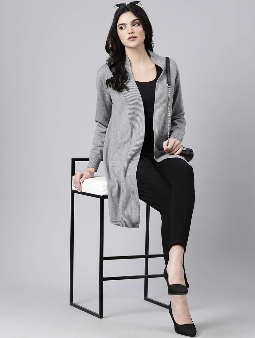 women long sleeved solid regular shrug - 21023314 -  Standard Image - 4