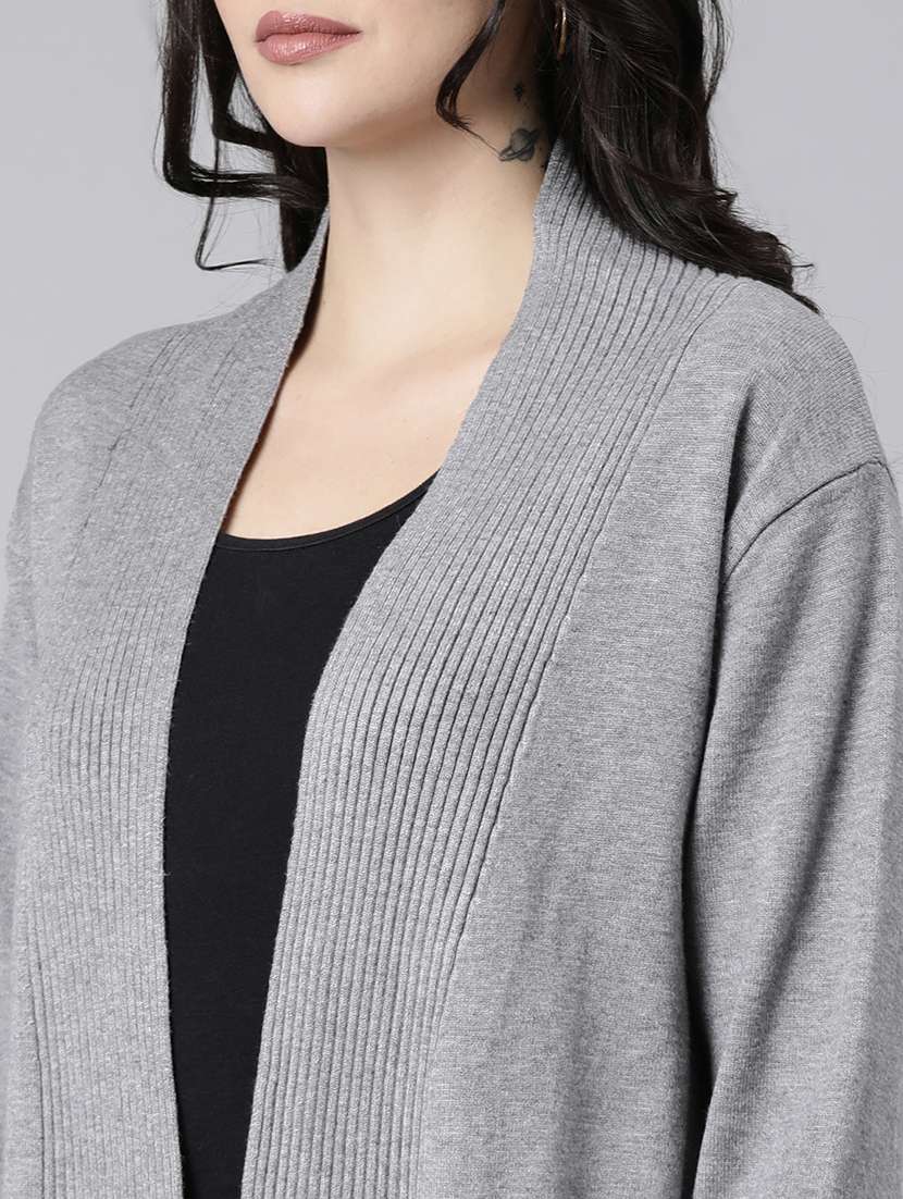 women long sleeved solid regular shrug - 21023314 -  Standard Image - 6
