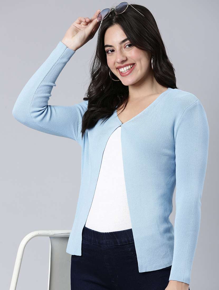 women long sleeved solid regular shrug - 21023327 -  Standard Image - 1