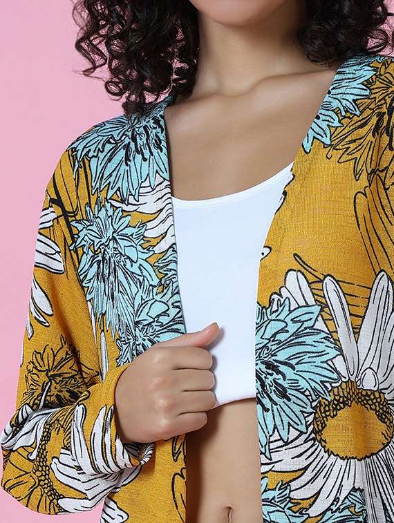 mustard floral printed regular shrug - 21023337 -  Standard Image - 6