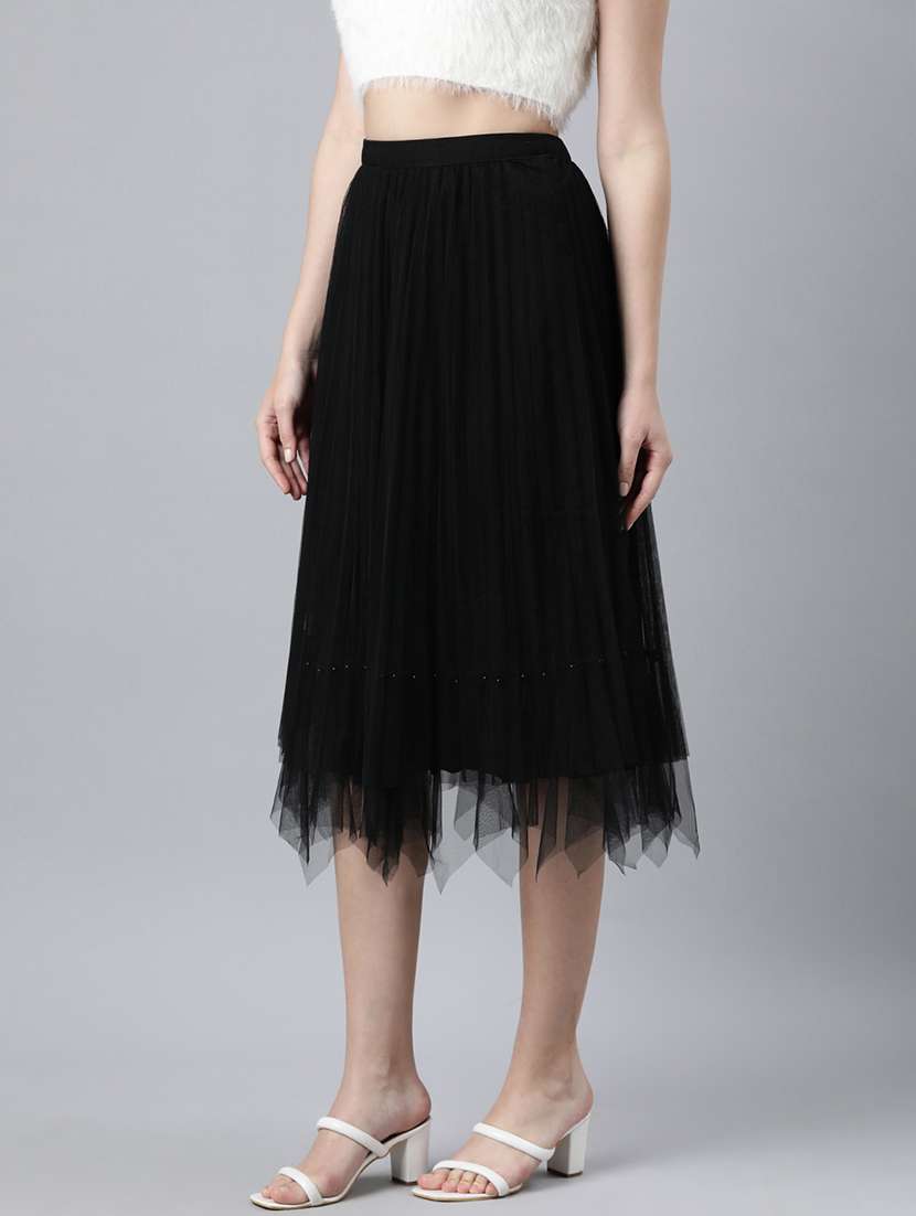 black net flared skirts - 21023353 -  Standard Image - 1
