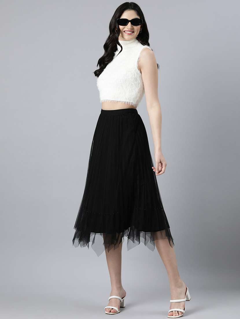 black net flared skirts - 21023353 -  Standard Image - 4