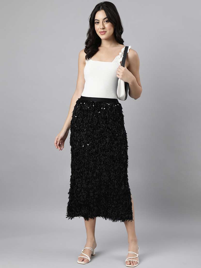 black nylon straight skirts - 21023357 -  Standard Image - 4