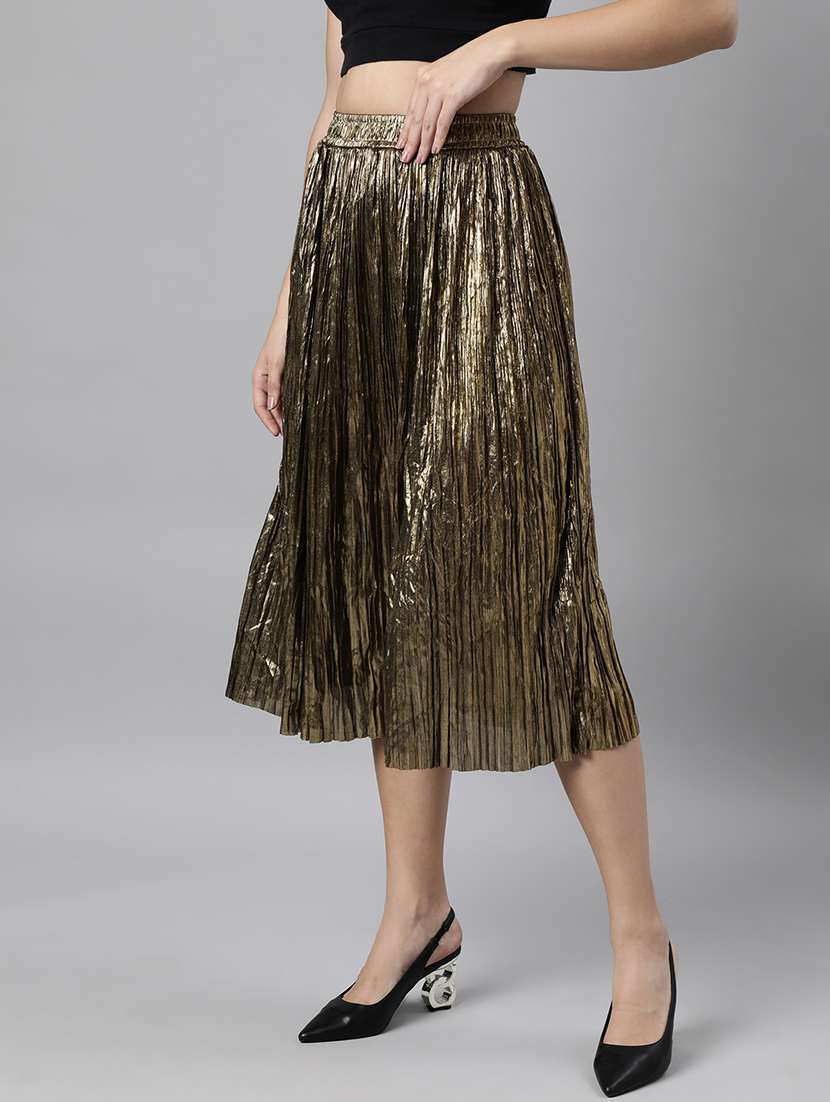 metallic nylon flared skirt - 21023358 -  Standard Image - 1