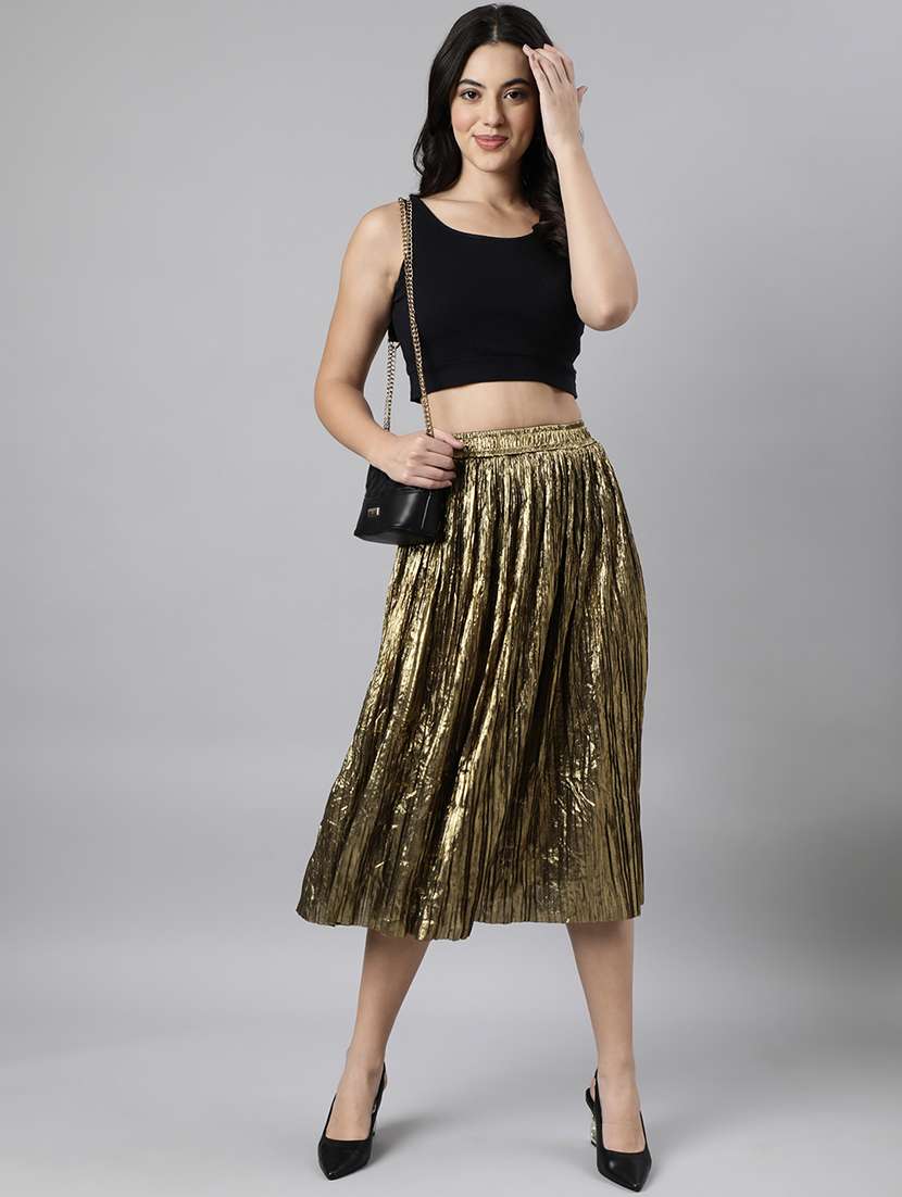 metallic nylon flared skirt - 21023358 -  Standard Image - 4
