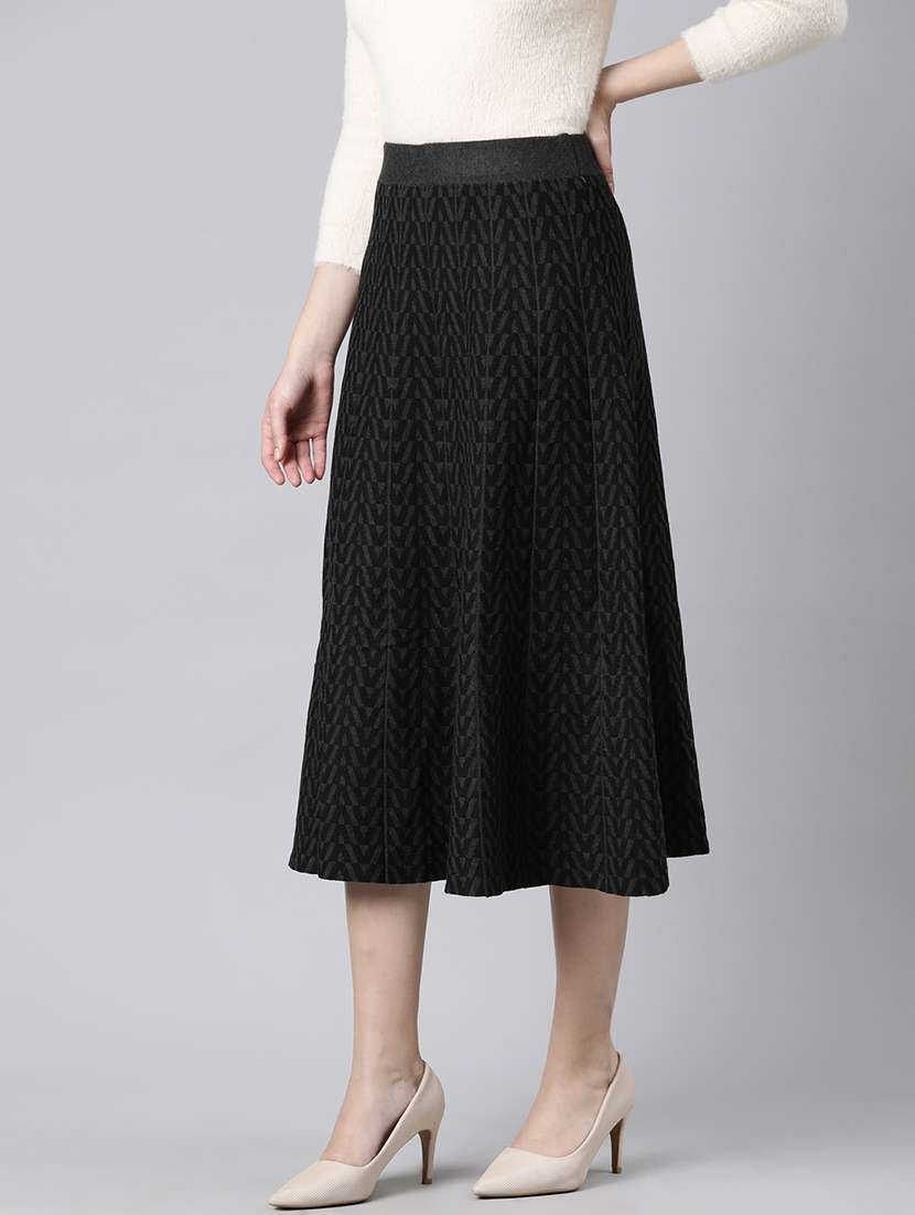 women mid-rise self-designed flared skirt - 21023379 -  Standard Image - 1