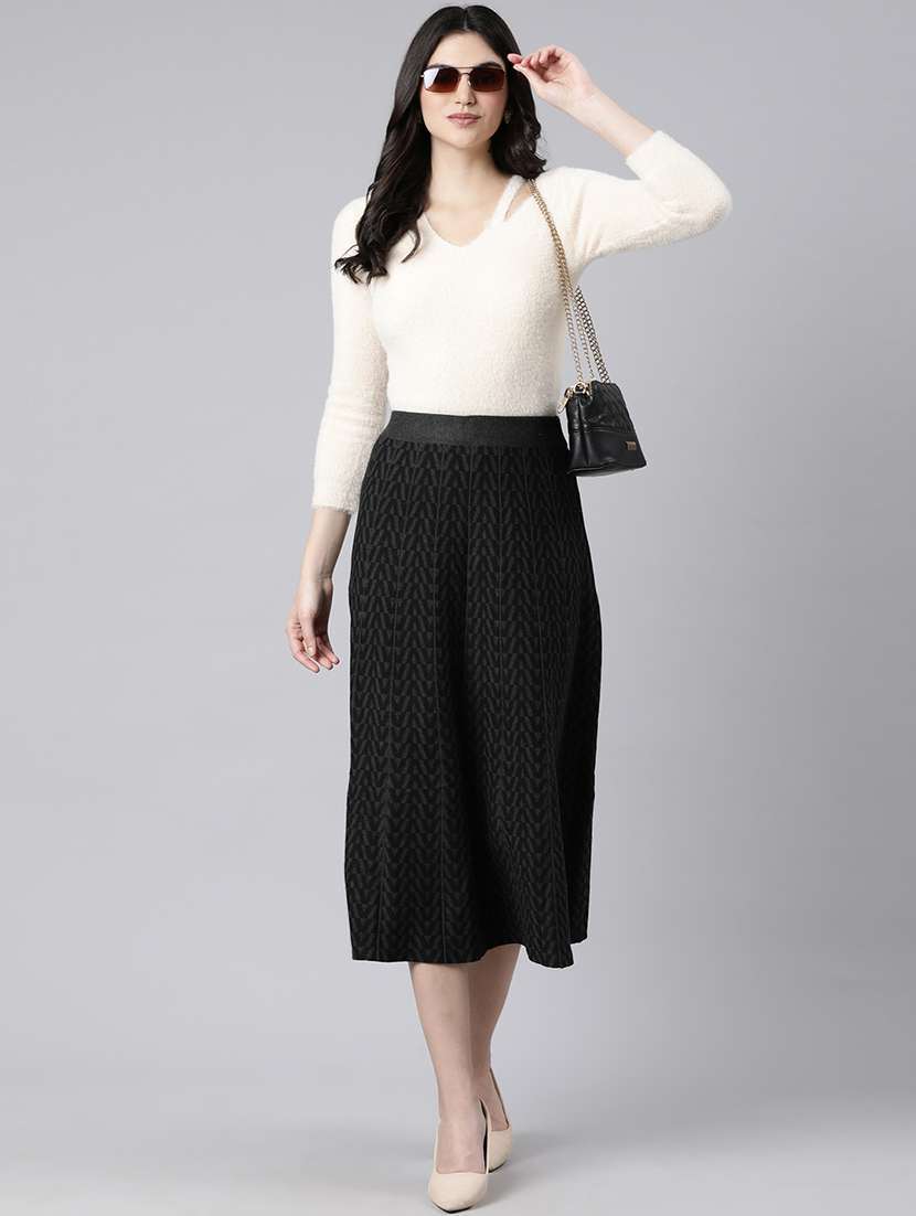 women mid-rise self-designed flared skirt - 21023379 -  Standard Image - 4