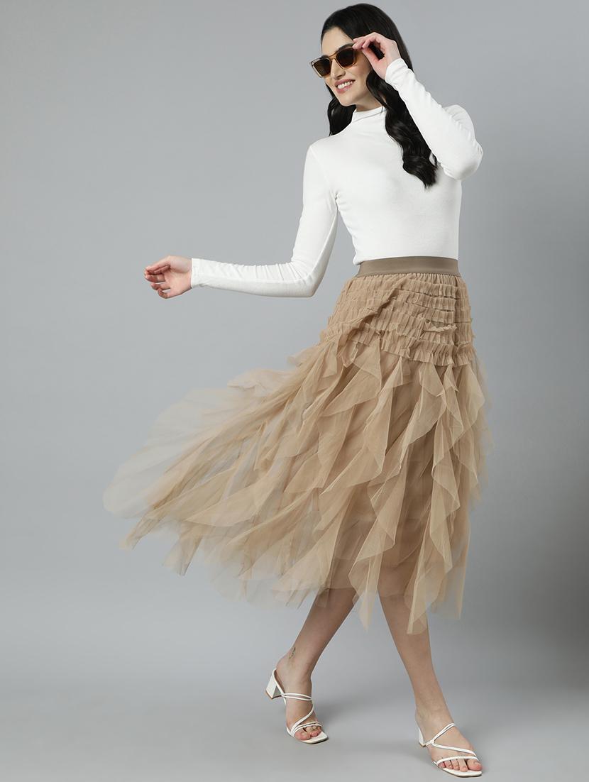 women mid-rise solid flared skirt - 21023396 - Standard Image - 4