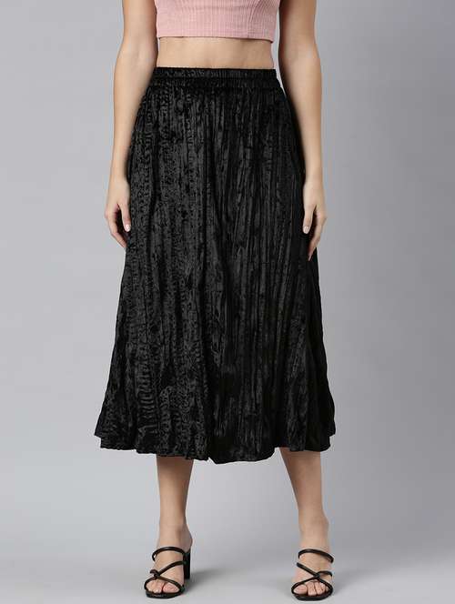 women mid-rise solid flared skirt - 21023398 - Standard Image - 0