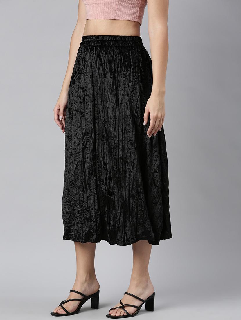 women mid-rise solid flared skirt - 21023398 -  Standard Image - 1