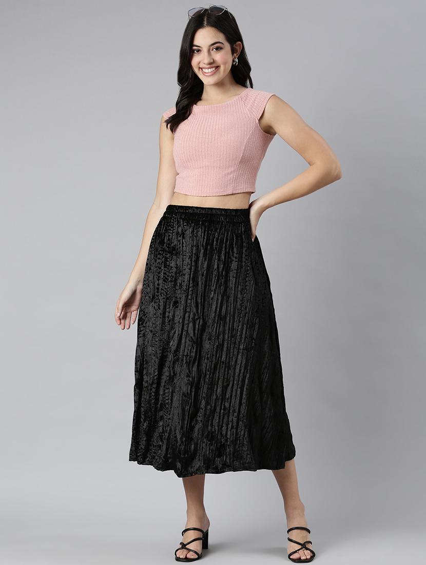 women mid-rise solid flared skirt - 21023398 - Standard Image - 4