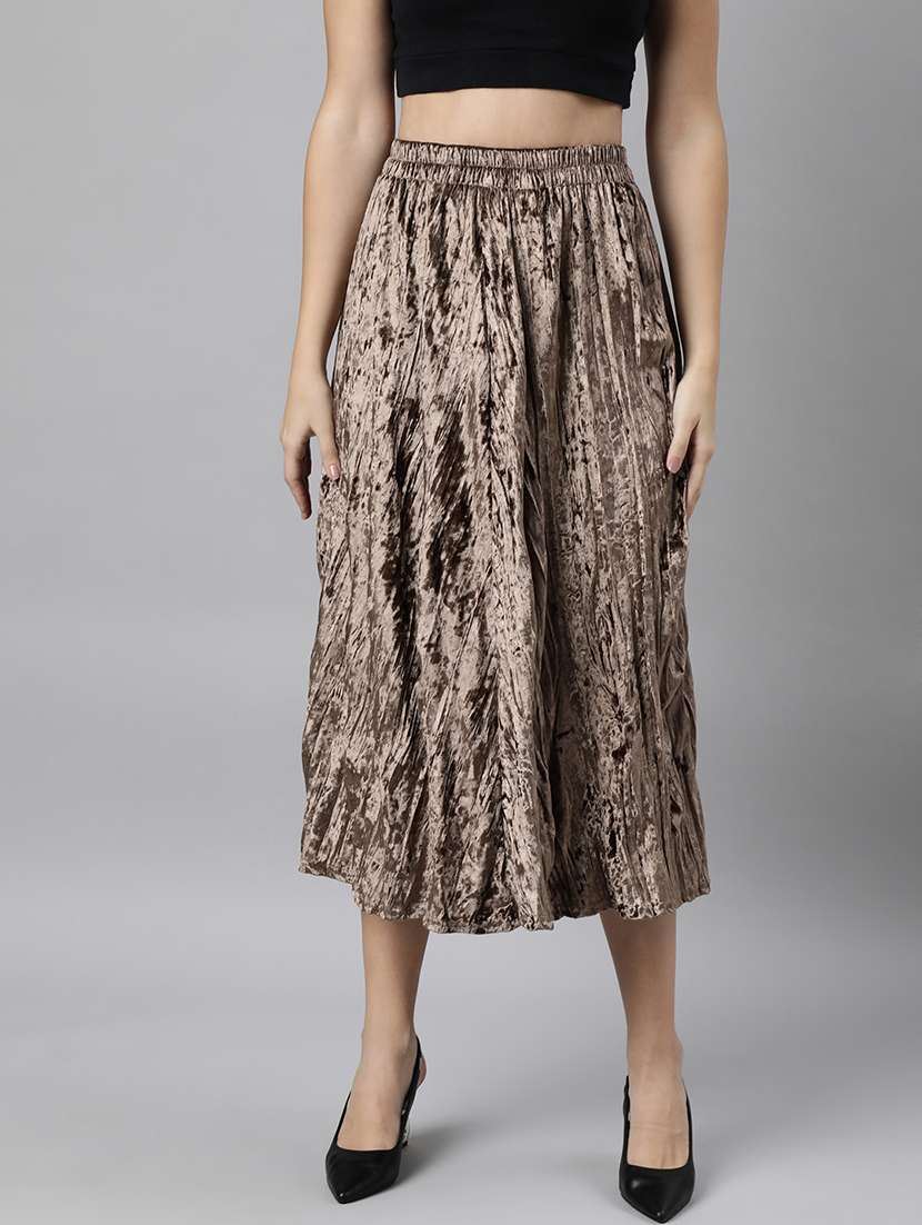 women mid-rise solid flared skirt