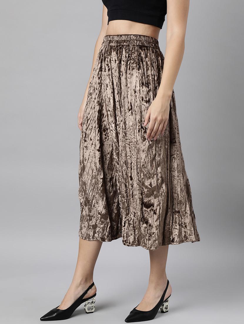 women mid-rise solid flared skirt - 21023399 -  Standard Image - 1