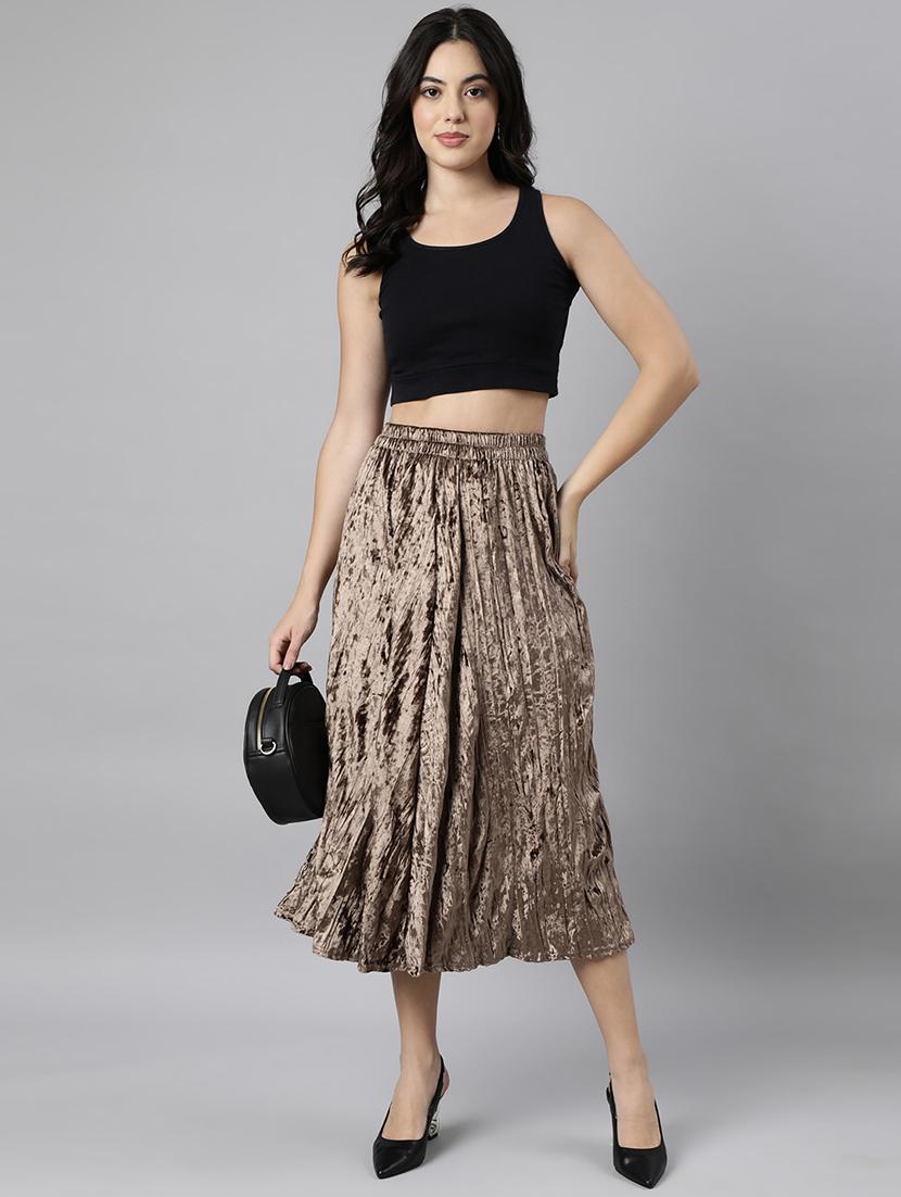 women mid-rise solid flared skirt - 21023399 - Standard Image - 4