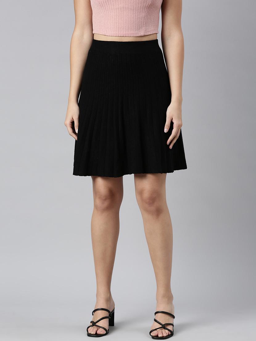 women mid-rise solid flared skirt - 21023402 - Zoom Image - 0