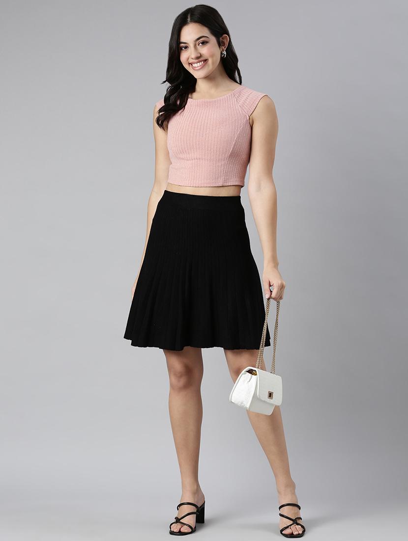 women mid-rise solid flared skirt - 21023402 - Standard Image - 4
