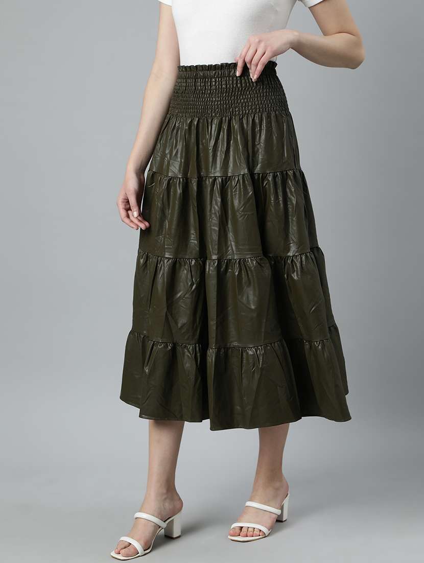 women mid-rise solid tiered skirt - 21023405 - Standard Image - 1