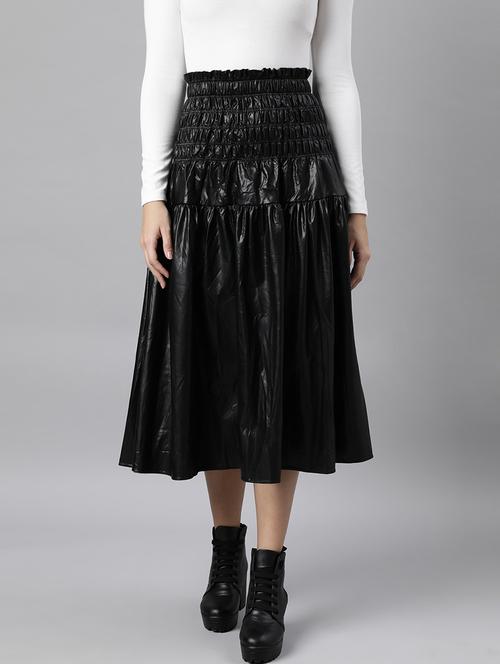 women mid-rise solid flared skirt - 21023406 -  Standard Image - 0