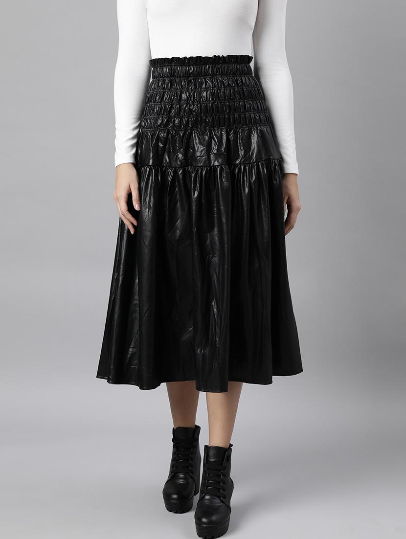 women mid-rise solid flared skirt - 21023406 -  Zoom Image - 0