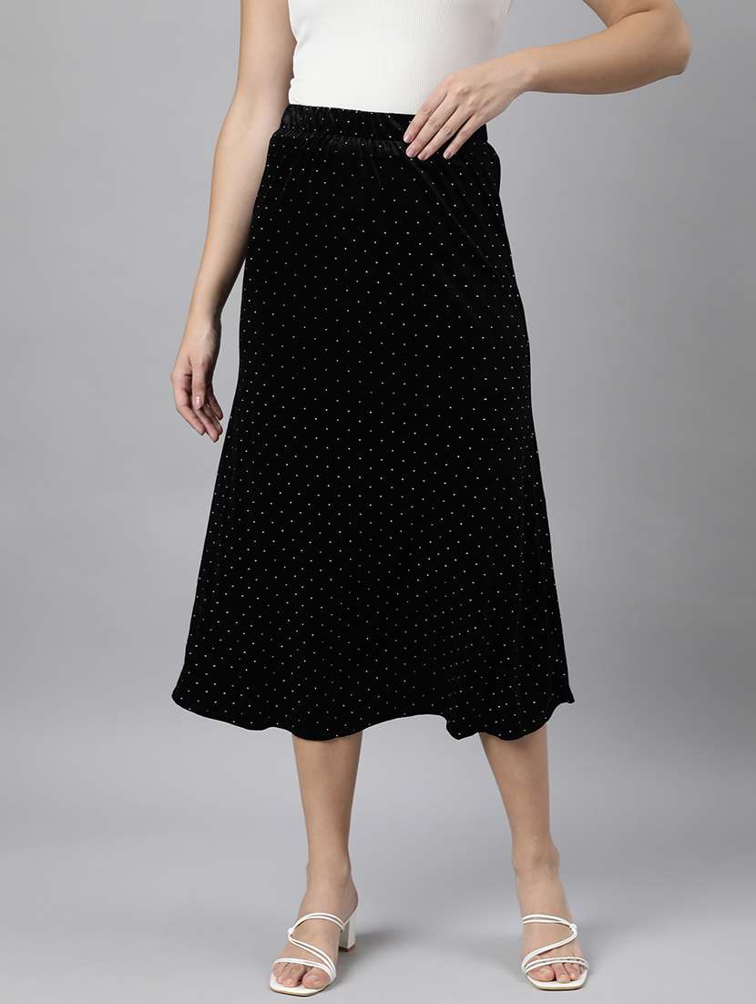 women black embellished a-line skirt
