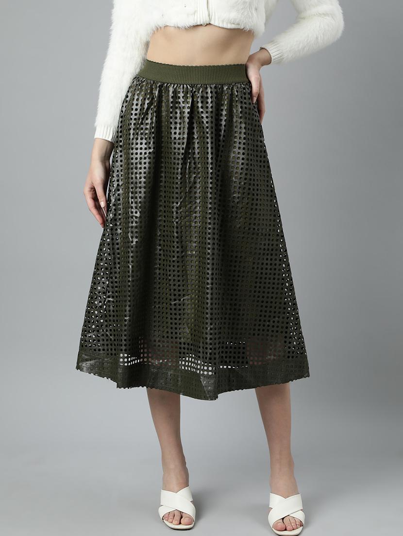 women mid-rise self-designed flared skirt - 21023411 - Zoom Image - 0