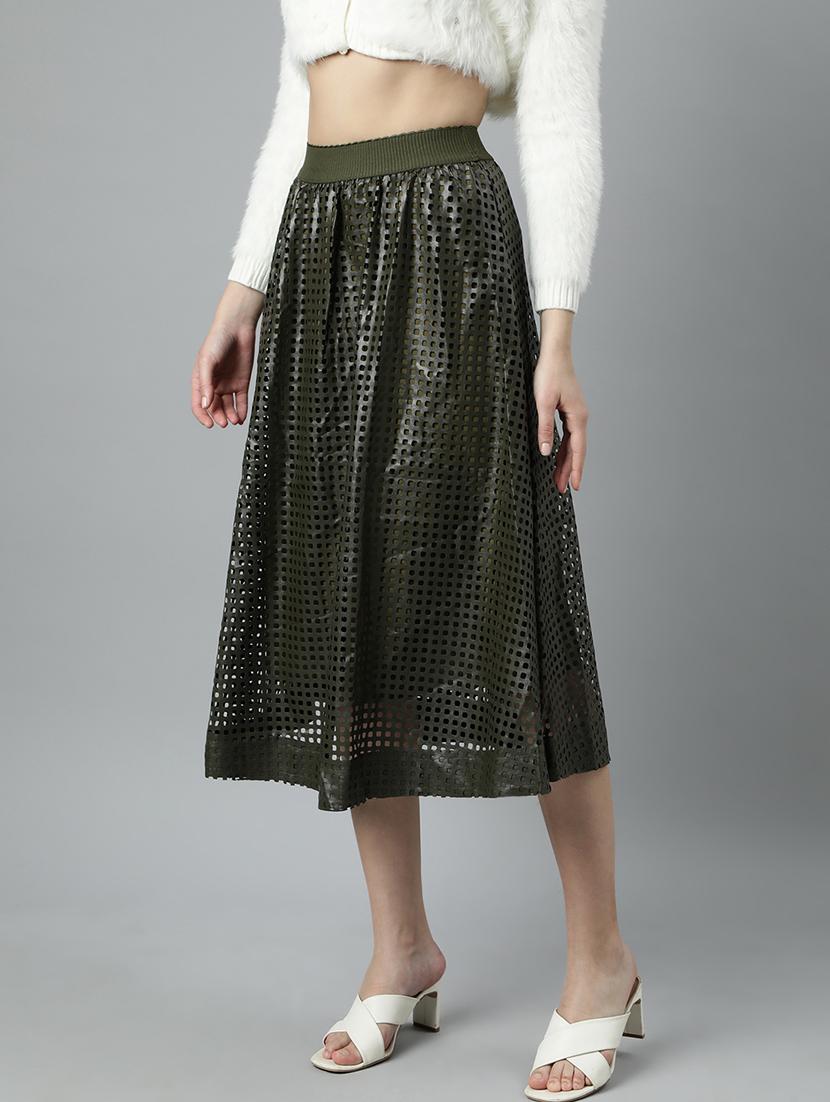 women mid-rise self-designed flared skirt - 21023411 - Standard Image - 1