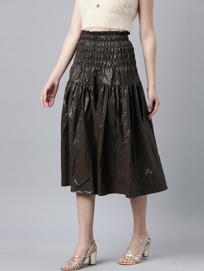women mid-rise solid flared skirt - 21023413 - Standard Image - 1