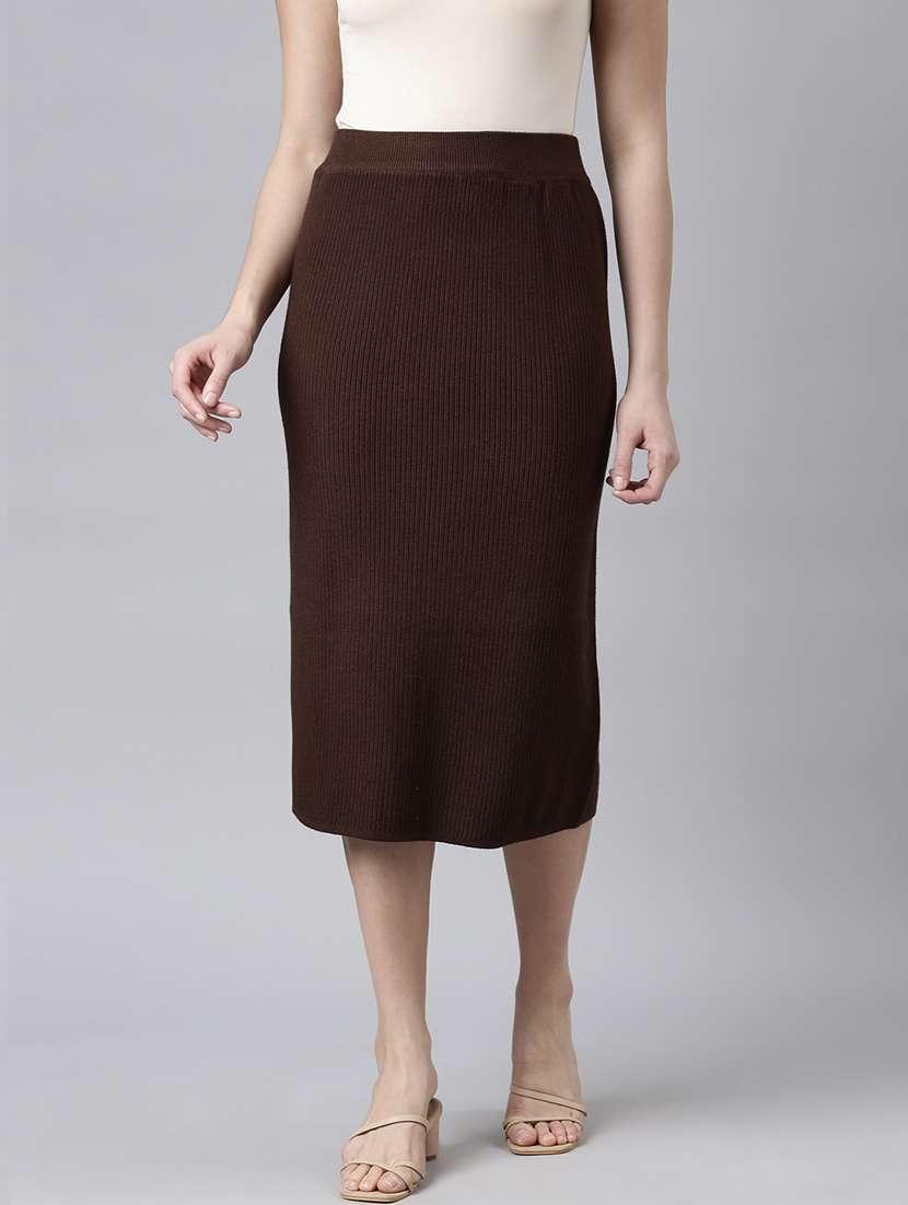 women mid-rise self-designed straight skirt