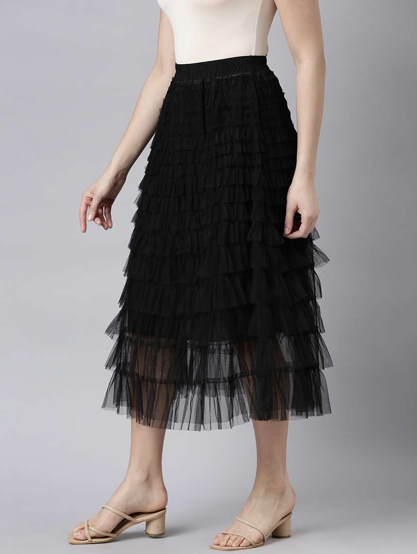 women mid-rise solid layered skirt - 21023422 -  Standard Image - 1