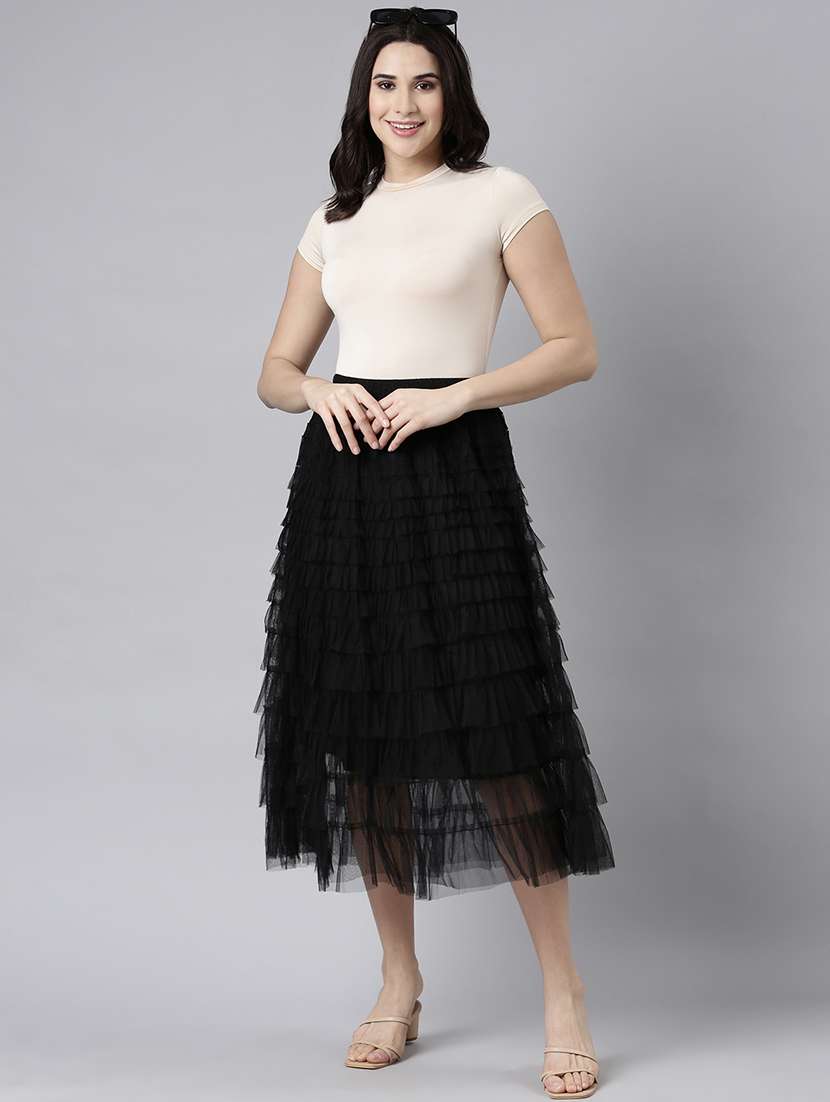 women mid-rise solid layered skirt - 21023422 -  Standard Image - 4